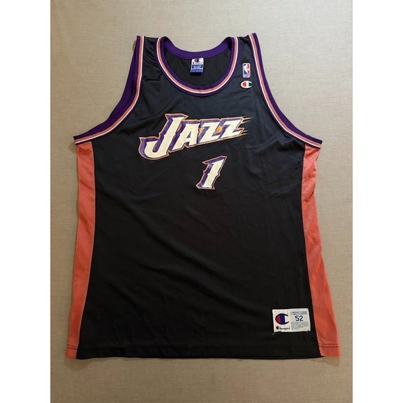 Champion Other - Vintage Utah‎ Jazz #1 Champion NBA Jersey 52 Mens 2XL Black Sleeveless.